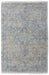 Patterned rug with blue and beige colors on a white background