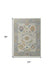 Decorative rug with floral patterns and measurements on a white background