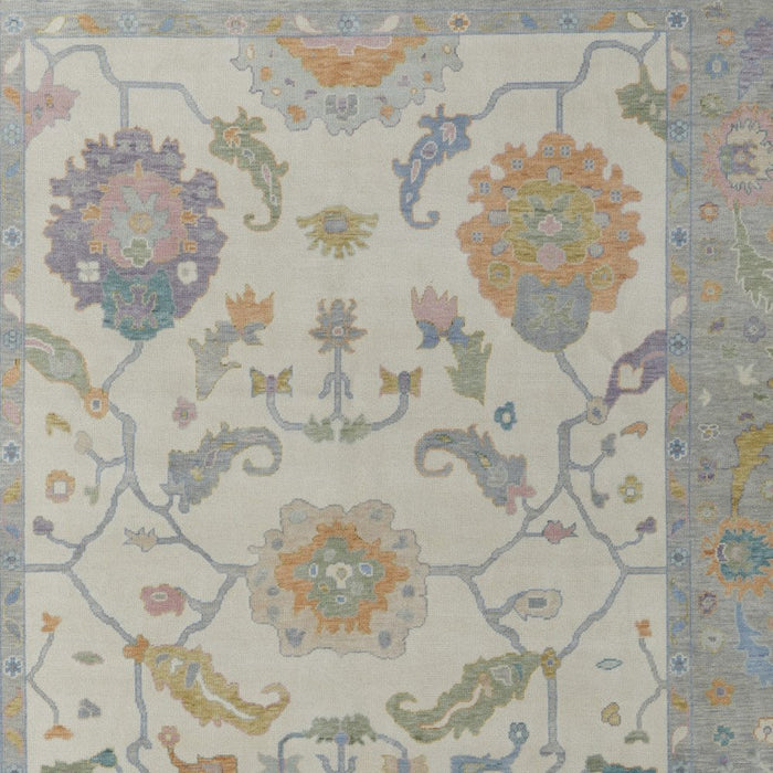 Decorative rug with intricate patterns on a light background