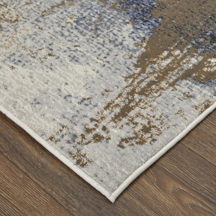 Close-up of a patterned rug on a wooden floor