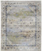 Decorative rug with intricate patterns and colors on a white background