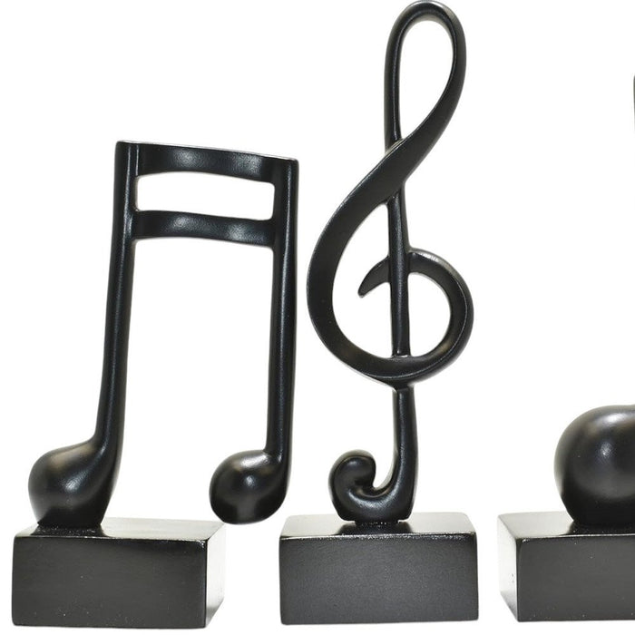 Set of Three Black Resin Music Tabletop Sculpture
