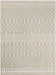 Patterned rug with geometric design on a beige background