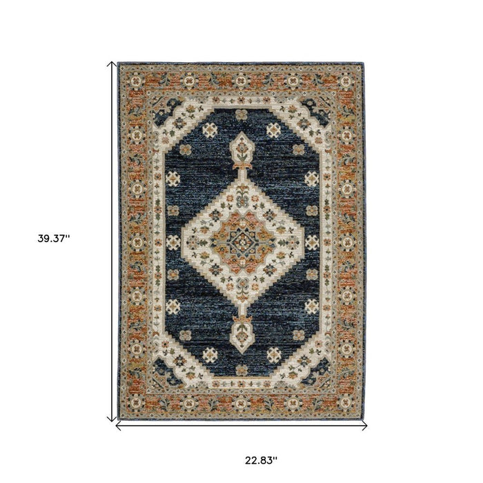 Decorative rug with geometric pattern and measurements on a white background