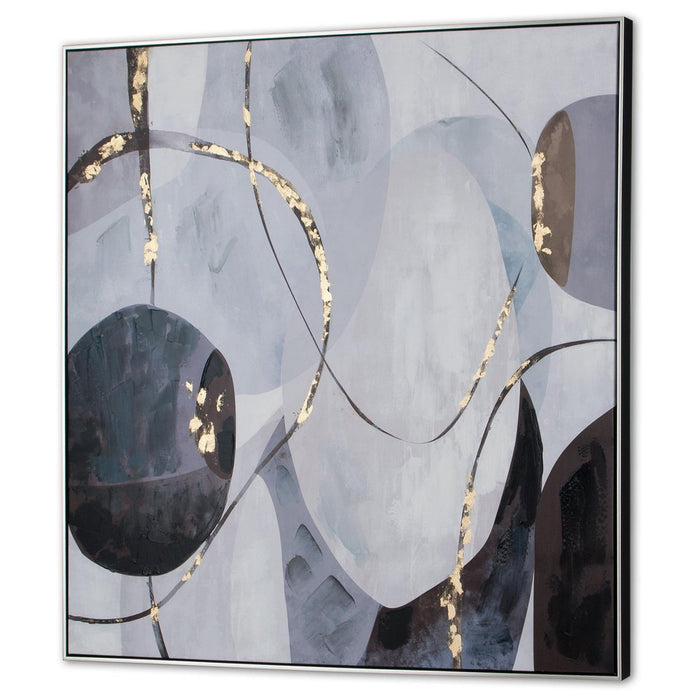 Graphite Hand Painted Black Floater Frame Wall Art