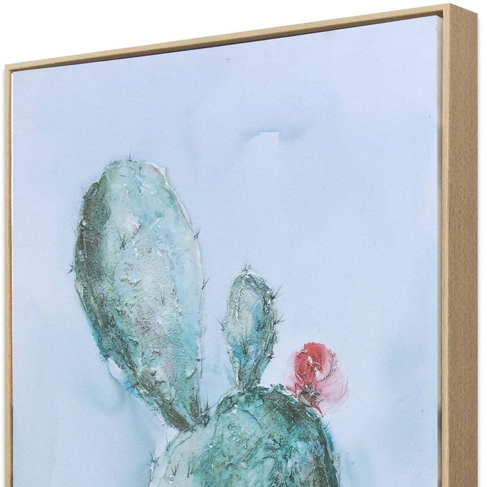 Desert Bloom Hand Painted Brown Floater Frame Wall Art