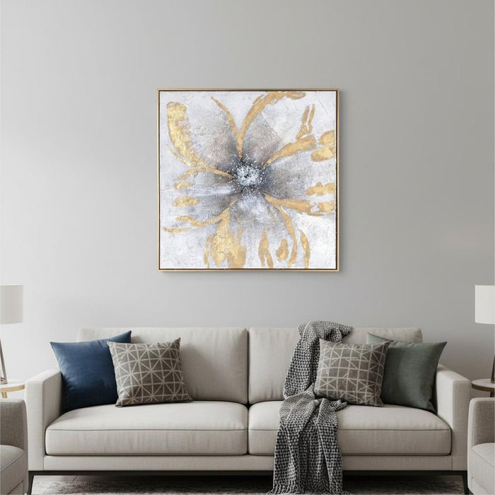 Brilliant Blossom Hand Painted Gold Floater Frame Wall Art