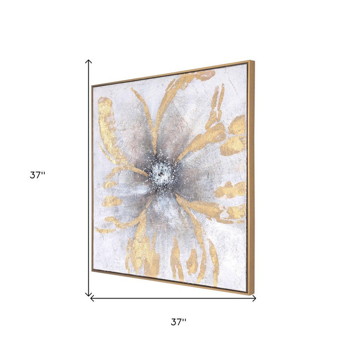 Brilliant Blossom Hand Painted Gold Floater Frame Wall Art