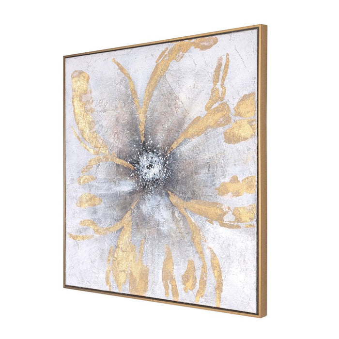 Brilliant Blossom Hand Painted Gold Floater Frame Wall Art