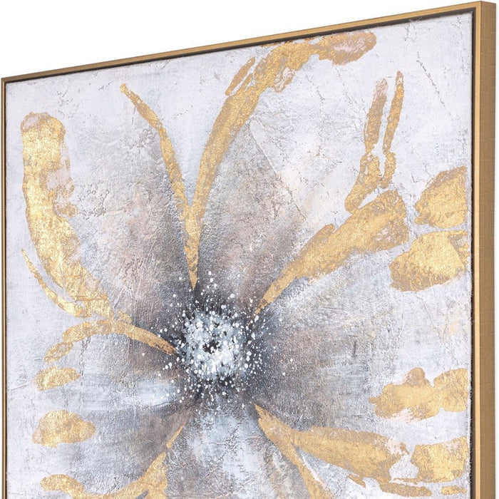 Brilliant Blossom Hand Painted Gold Floater Frame Wall Art