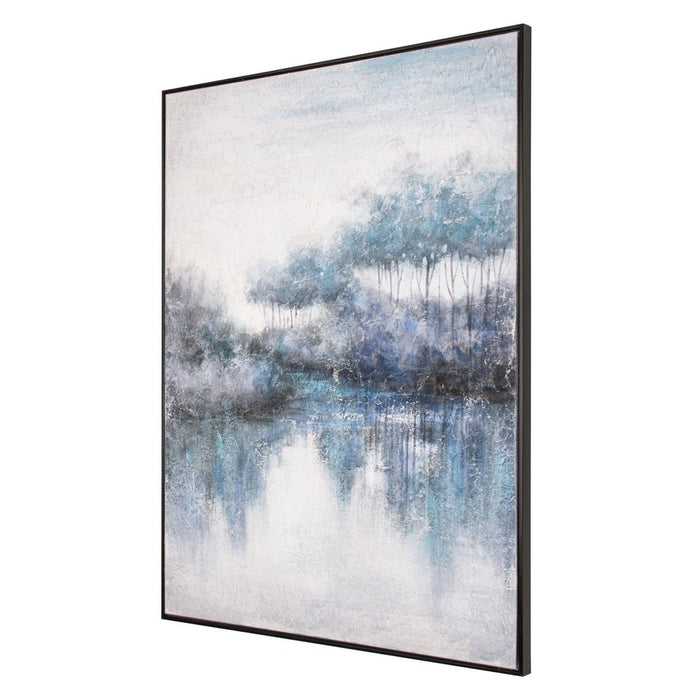 Indigo Banks Hand Painted Black Floater Frame Wall Art