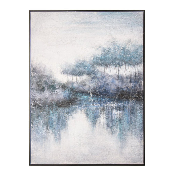 Indigo Banks Hand Painted Black Floater Frame Wall Art