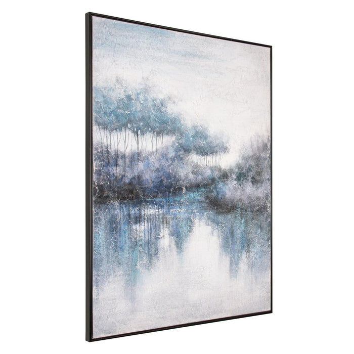 Indigo Banks Hand Painted Black Floater Frame Wall Art