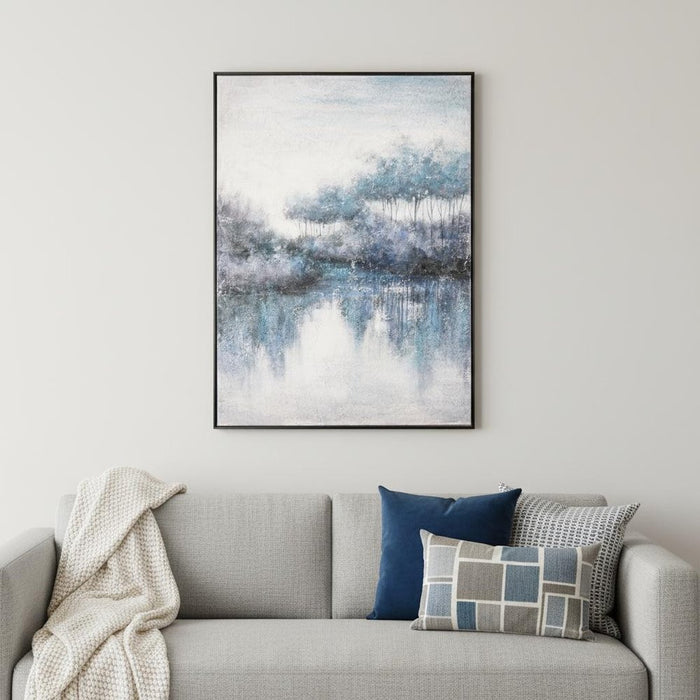 Indigo Banks Hand Painted Black Floater Frame Wall Art