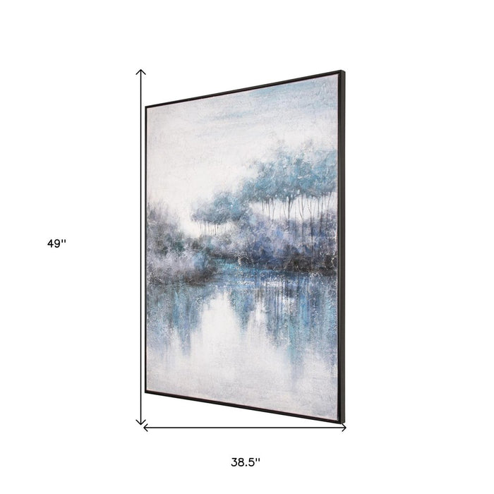 Indigo Banks Hand Painted Black Floater Frame Wall Art