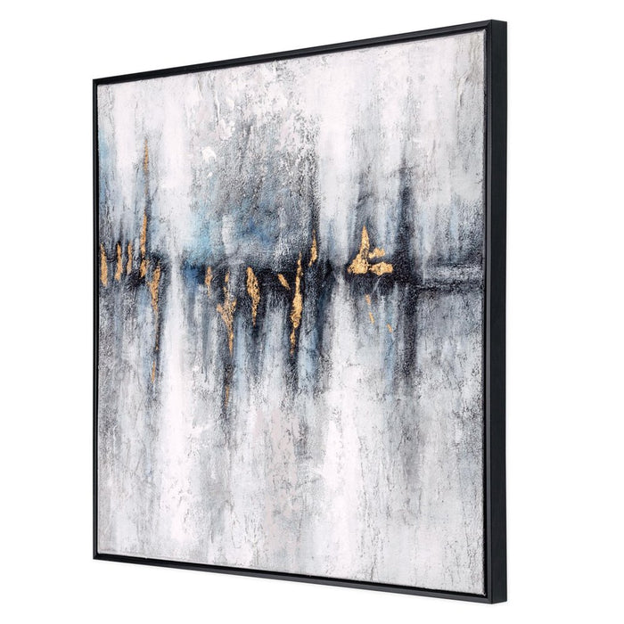 Cobalt Haze Hand Painted Black Floater Frame Wall Art