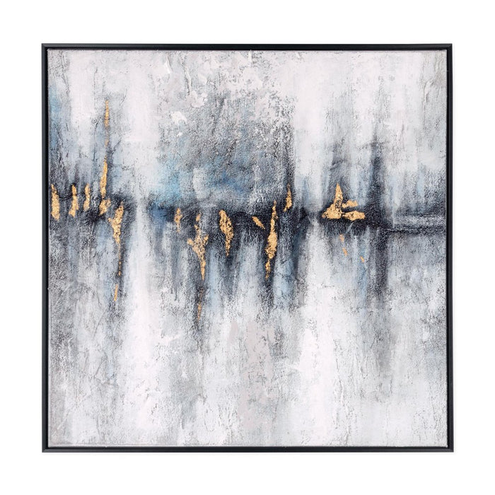 Cobalt Haze Hand Painted Black Floater Frame Wall Art