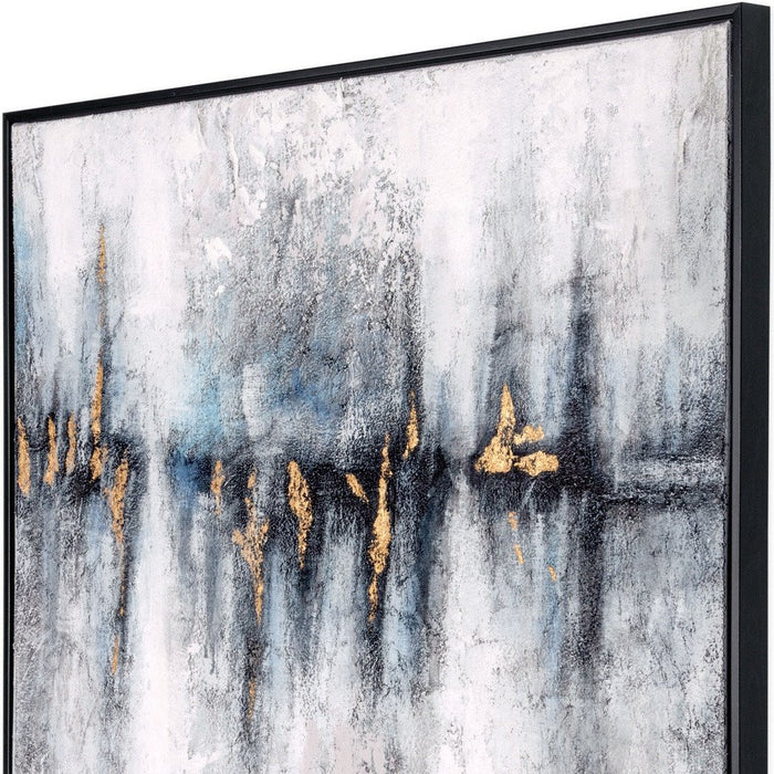 Cobalt Haze Hand Painted Black Floater Frame Wall Art