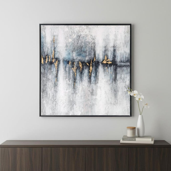Cobalt Haze Hand Painted Black Floater Frame Wall Art