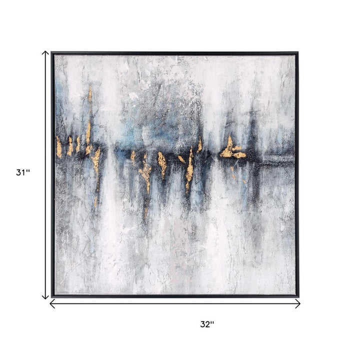 Cobalt Haze Hand Painted Black Floater Frame Wall Art