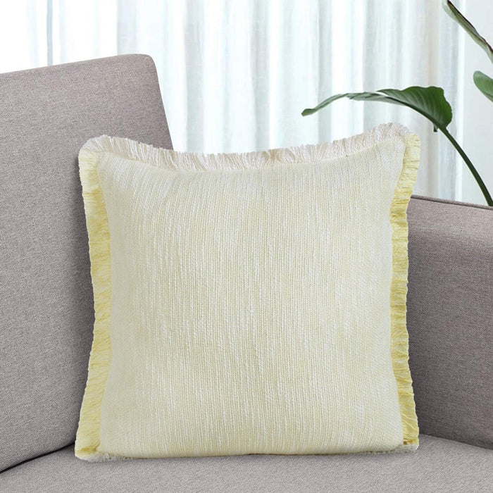 Set of Two 20" Lemon Cotton Throw Pillows with Fringe