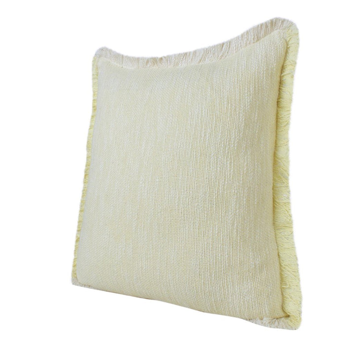 Set of Two 20" Lemon Cotton Throw Pillows with Fringe
