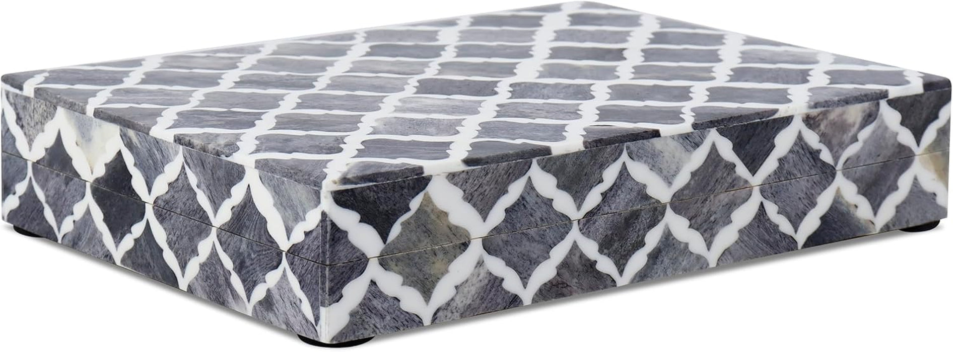 Modern Chevron Decorative Box with Lid, Stylish Storage Organizer for Shelves & Tables