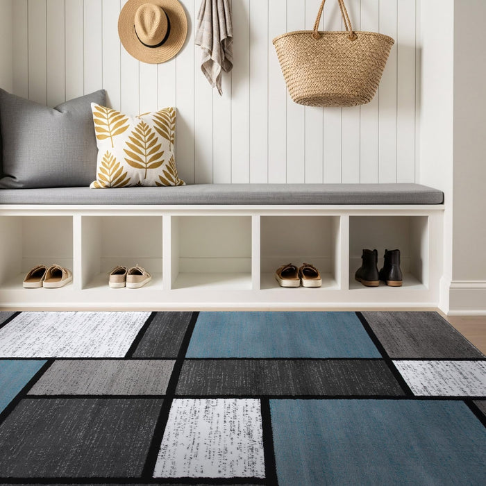 Contemporary Geometric Boxes Area Rug