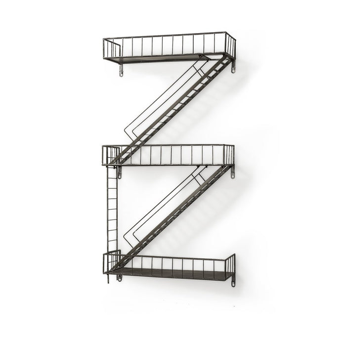 21" Gunmetal Gray Metal Novelty Wall Mounted Accent Shelf
