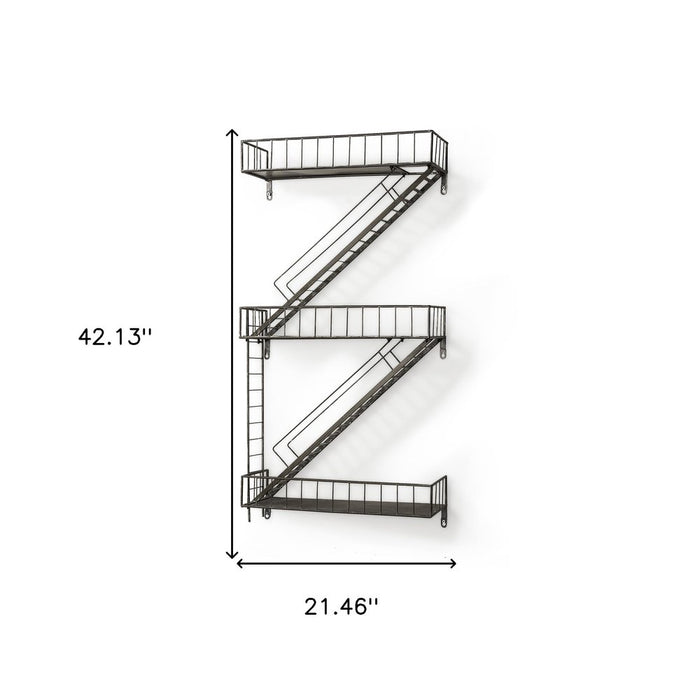 21" Gunmetal Gray Metal Novelty Wall Mounted Accent Shelf