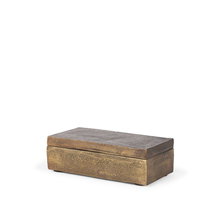 3" Gold Metal Decorative Box Tabletop Sculpture
