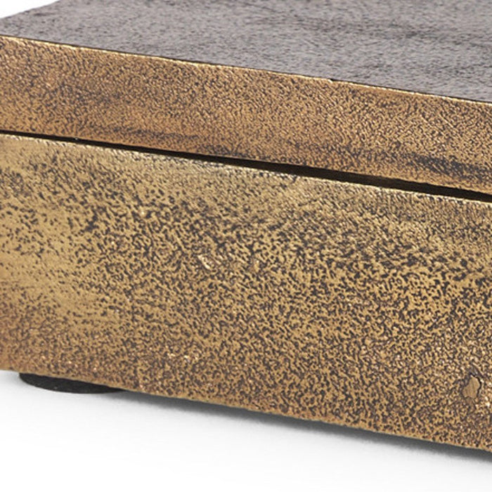 3" Gold Metal Decorative Box Tabletop Sculpture