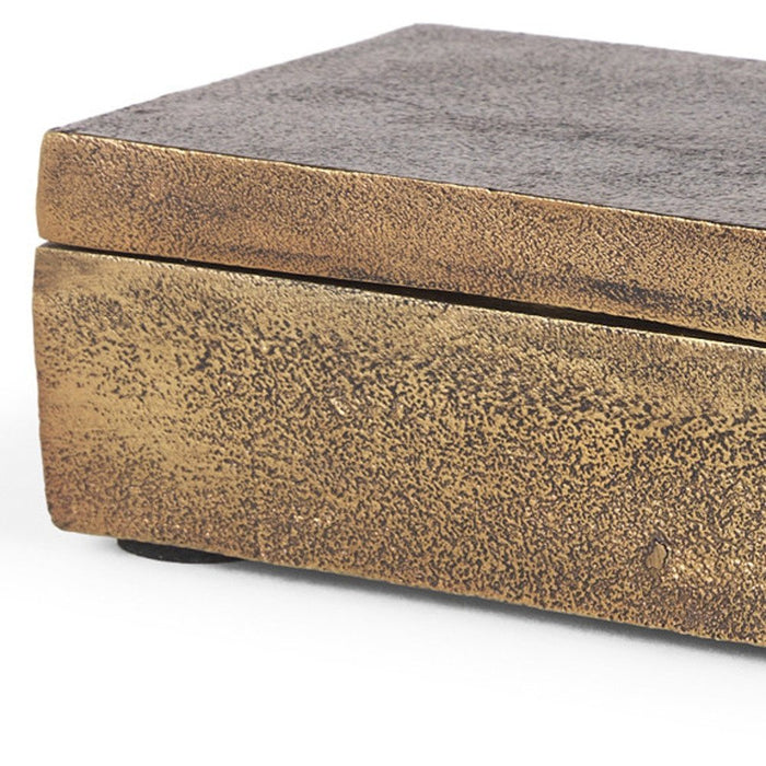 3" Gold Metal Decorative Box Tabletop Sculpture