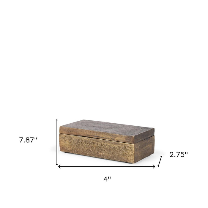 3" Gold Metal Decorative Box Tabletop Sculpture