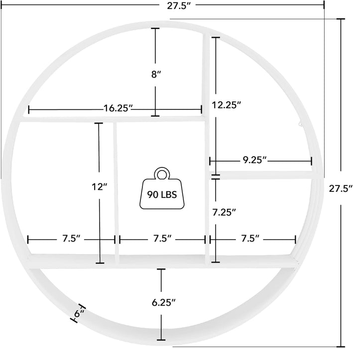 Firstime & Co. White Brody Wall Shelf, Round 3 Tier Wall Mounted Floating Shelf for Bathroom, Bedroom, Living Room Decor, Metal, Industrial, 27.5 Inches