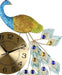 Decorative wall clock with peacock design on a white background