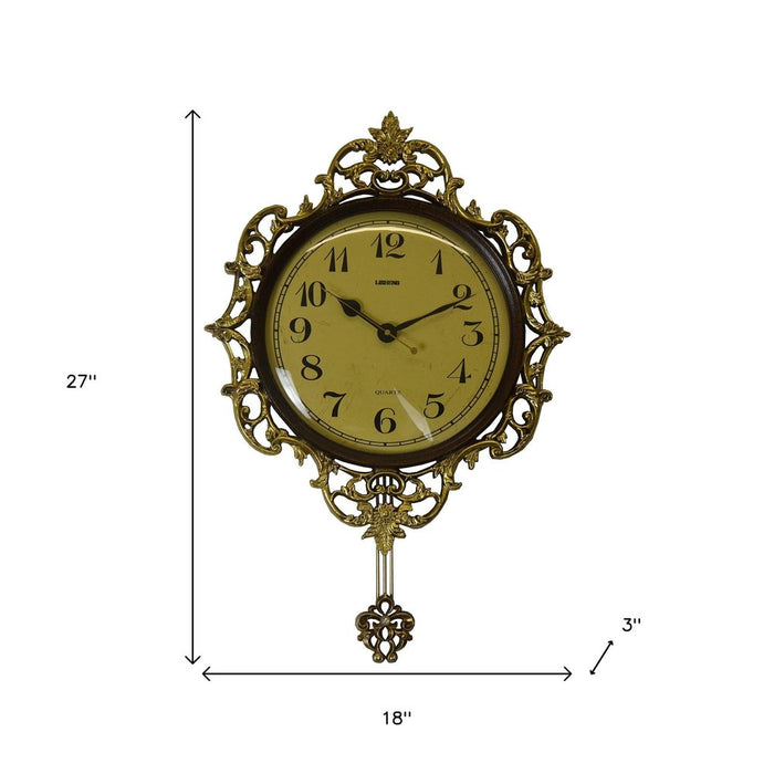 Decorative wall clock with measurements on a white background