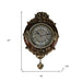 Decorative wall clock with floral details and measurement indicators on a white background
