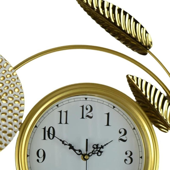 Gold-framed clock with decorative elements on a white background