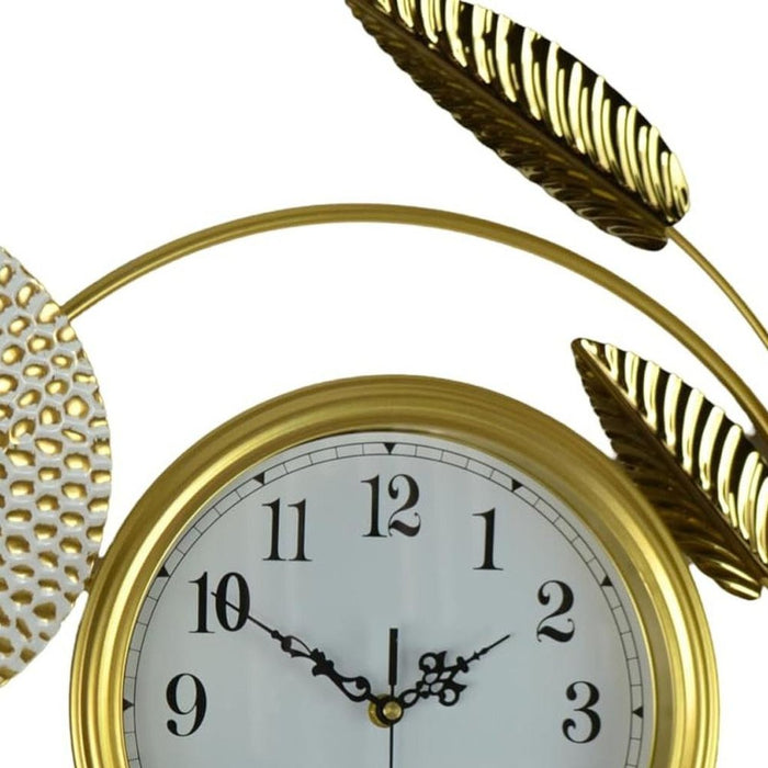 Gold-framed clock with decorative elements on a white background