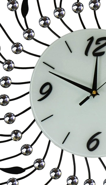 Decorative wall clock with black and silver design