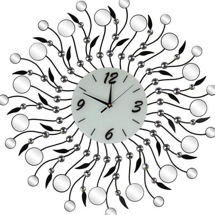 Decorative wall clock with floral design on a white background