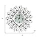 Decorative wall clock with measurements on a white background