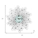 Decorative wall clock with sunburst design and measurements on a white background