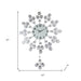 Decorative wall clock with measurements on a white background