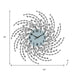 Decorative wall clock with beaded design and measurements on a white background