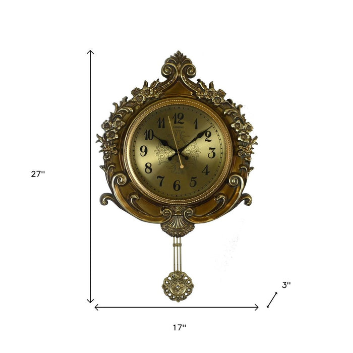 Decorative wall clock with measurements on a white background