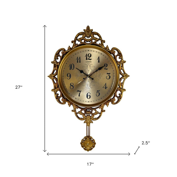 Decorative wall clock with measurements on a white background
