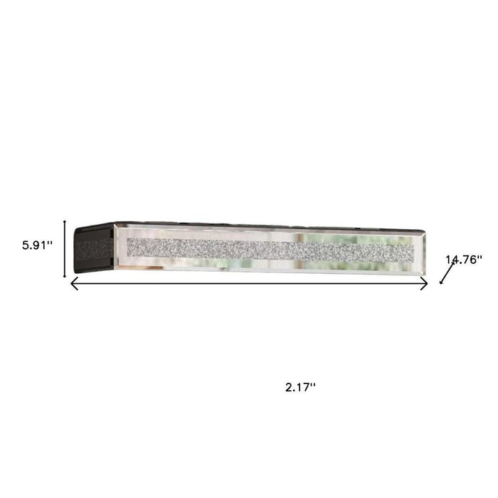 Set Of Six Silver Glass Wall Mounted Floating Shelf With Faux Crystals
