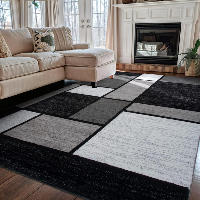 Contemporary Geometric Boxes Area Rug
